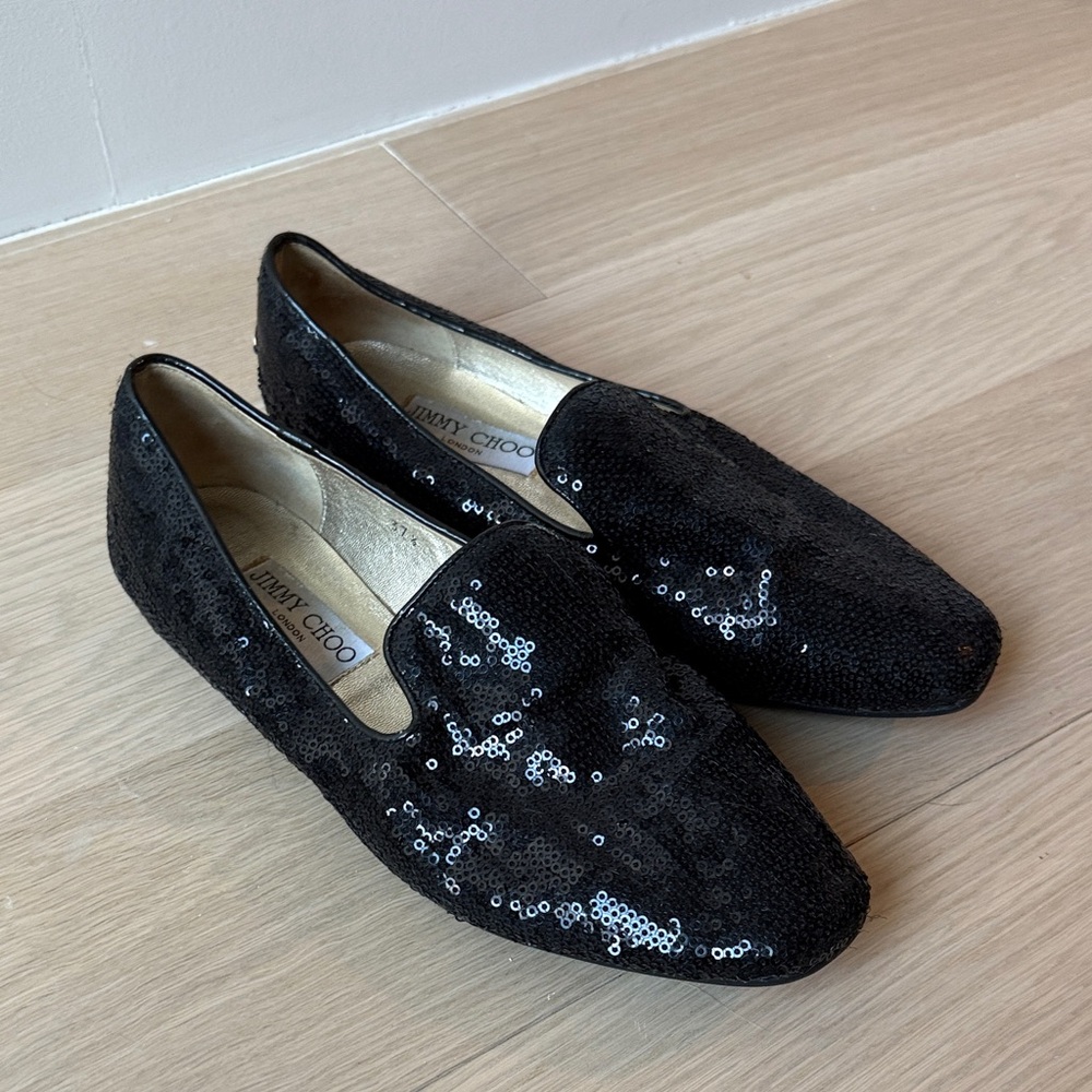 Jimmy Choo Sparkling Black Slip-Ons